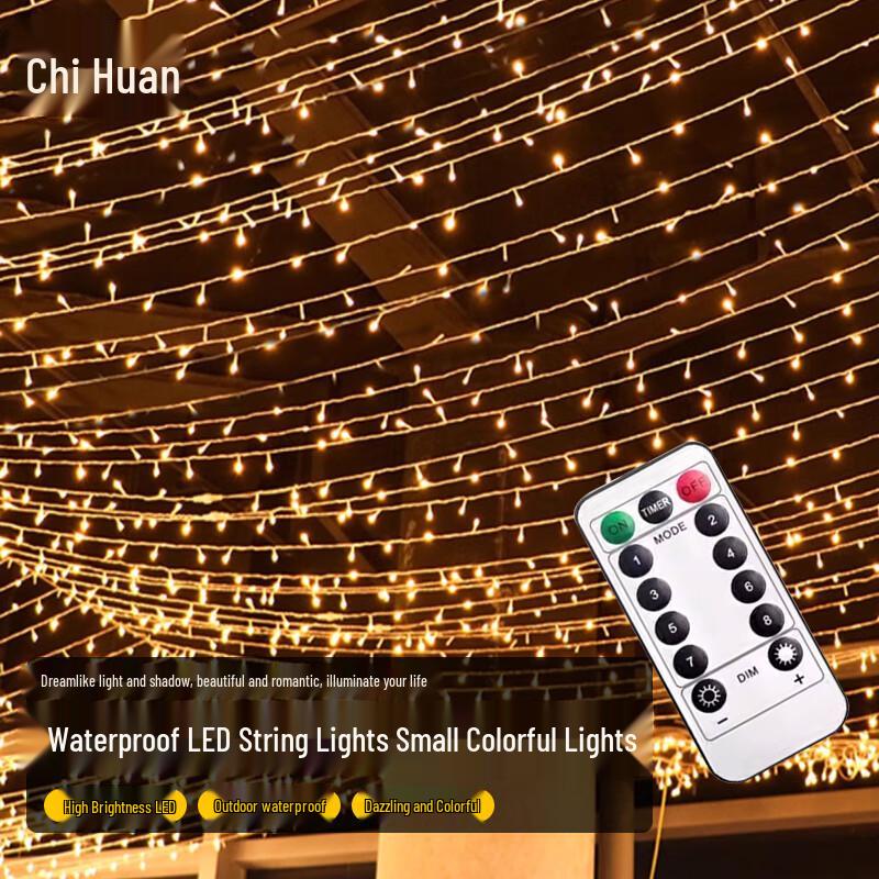 Chihuan Outdoor Waterproof LED String Lights, Warm White, Remote Control