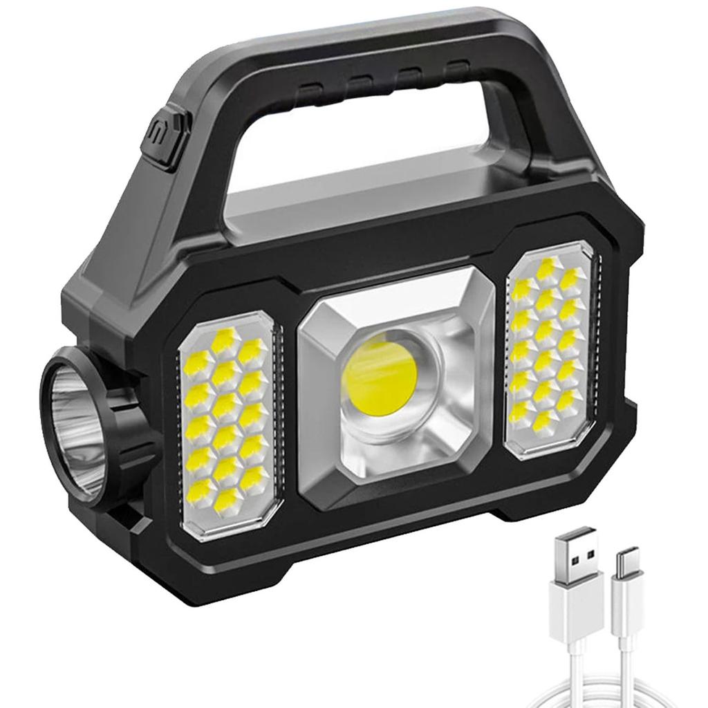 Solar Flashlight With USB Charging Outdoor Led Spotlight Searchlight USB Rechargeable Camping Flashlight Solar Spotlight