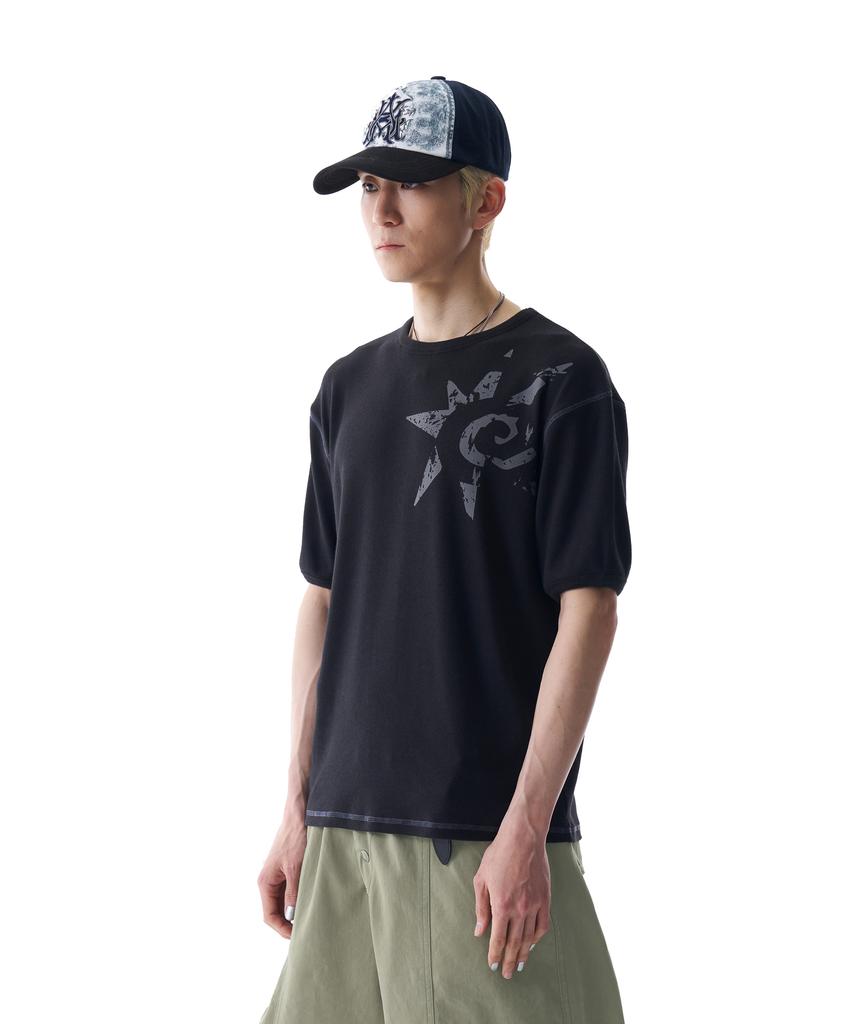 AAKAM Ribbed Star Ringer Top (Black)