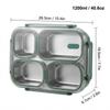 3/4 Grids 304 Stainless Steel Lunch Box Portable Large Capacity Leak Proof Divided Bento Box for Students Adult Microwave Safe