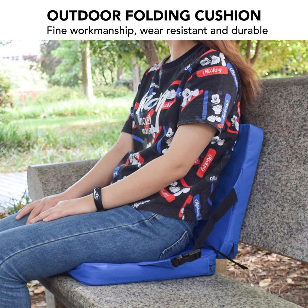 Portable Folding Seat Cushion,Outdoor Foldable Chair with Backrest Soft Sponge Cushion,Back Chair for Stadium and Beach.