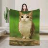 1PC Internet Famous Meowl Cat Owl Meme Blanket Super Soft Velvet Lightweight For Sofa Bed Office Travel Picnic All Season