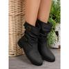 Women's Popular Medium Boots, Women's Autumn and Winter New Boots, Women's Round-toed Flat-bottomed Cigarette Boots