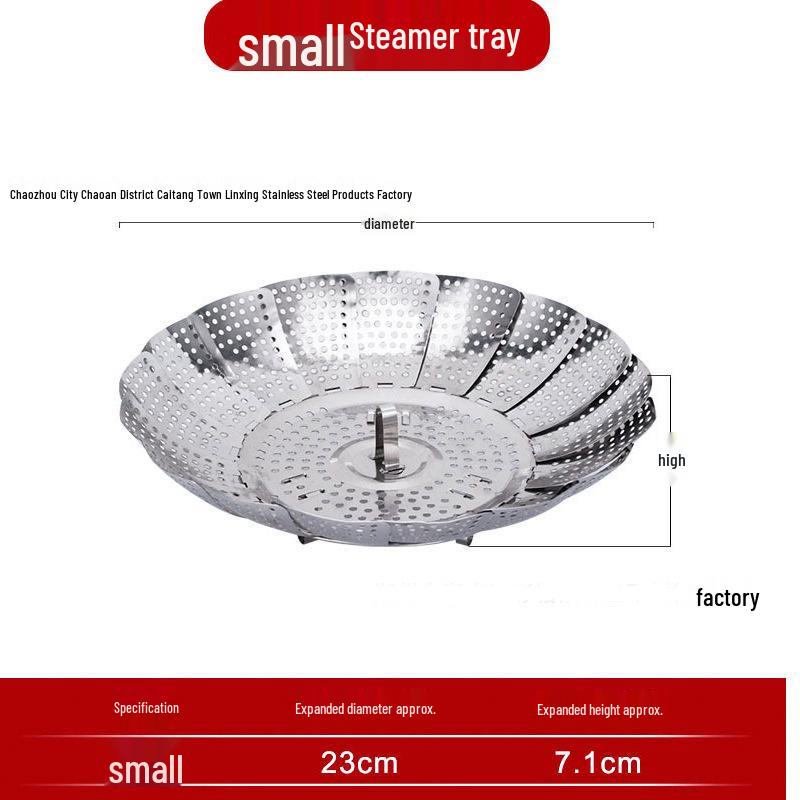 Retractable Stainless Steel Round Steamer Trivet Plate for Buns