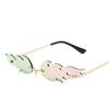 Luxury Fire Flame Sunglasses Women Vintage Rimless Wave Metal Shades UV400 Mirror Eyewear Fashion Sun Glasses