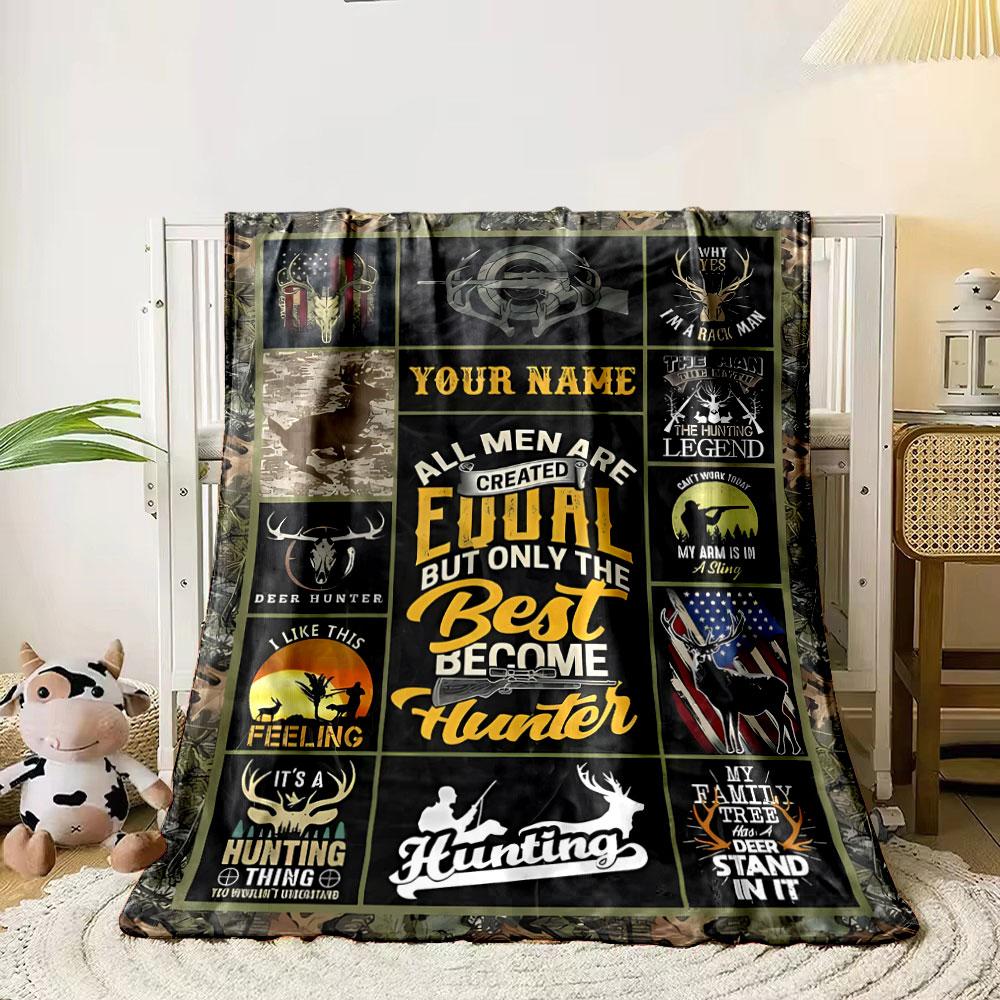 Personalized Deer Hunting Blanket Camo Style Deer Hunting,bedroom Blanket for Livingroom Couch lunch break Soft throw for Friend's festival Gift