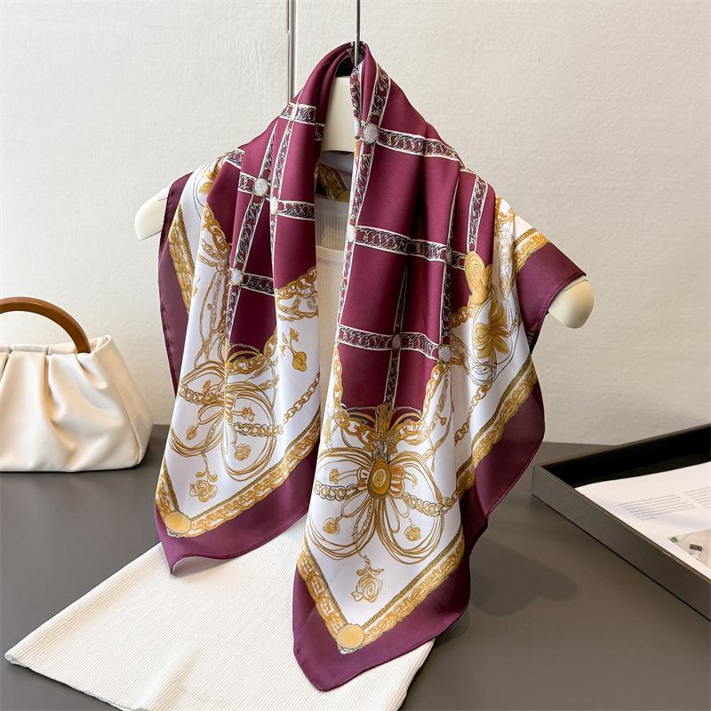 Luxury Design Print Silk Head Scarf For Women Square Hijab Soft Neck Tie Female Fashion Decorate Silk Headscarf Kerchief