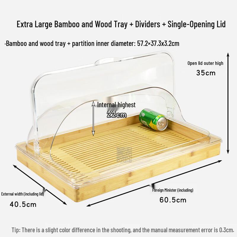 

Rectangular Bamboo Wood Display Tray with Transparent Lid