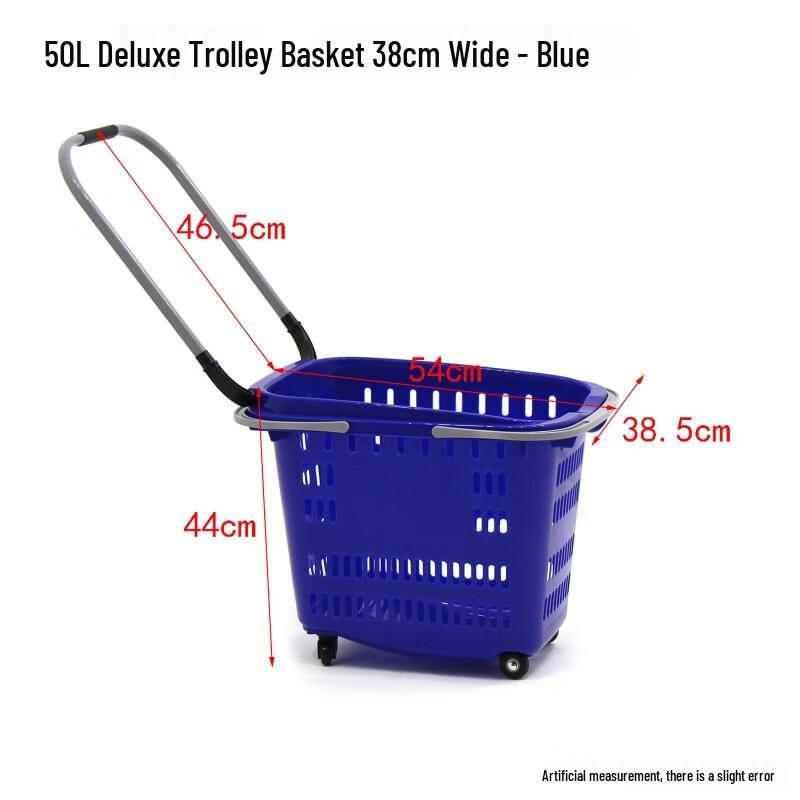 

50L Plastic Shopping Trolley Basket with Aluminum Handle