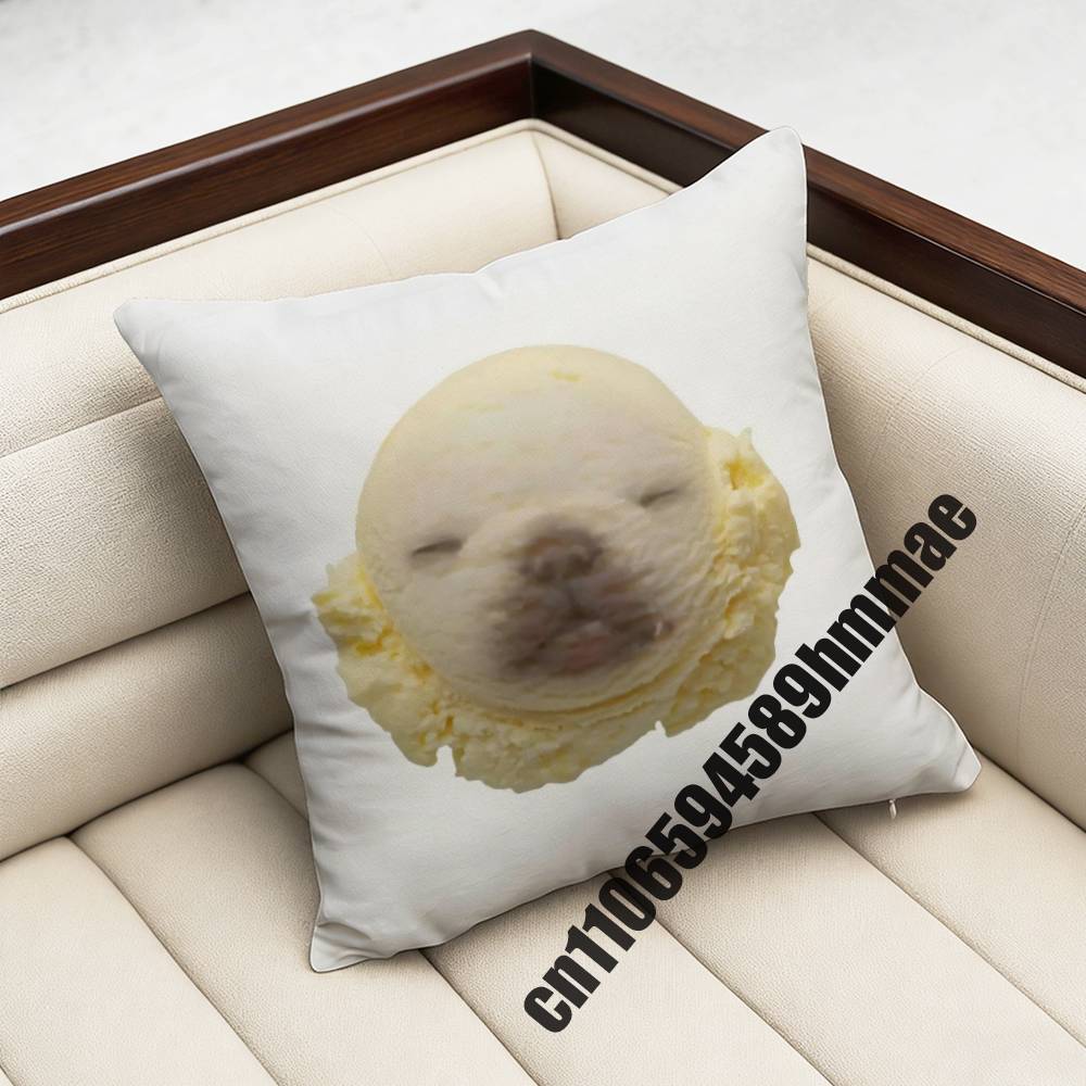 For Throw Pillow Case Sham 45X45Cm 35X35Cm Square Bedroom Seals Fruit Cute Seal Sea Meme Pillowcase Cushion Cover
