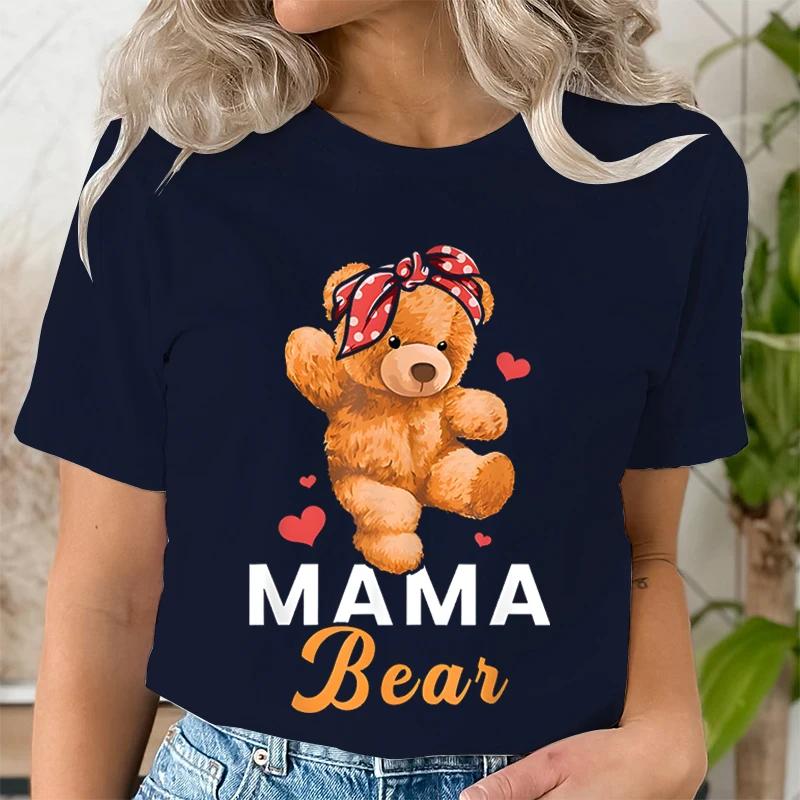 

Графические футболки Teddy Mama Bear для женщин, мультяшная футболка с графикой медведя для любителей, милая футболка с принтом Teddy Mom для женщин, мультяшные классические топы S