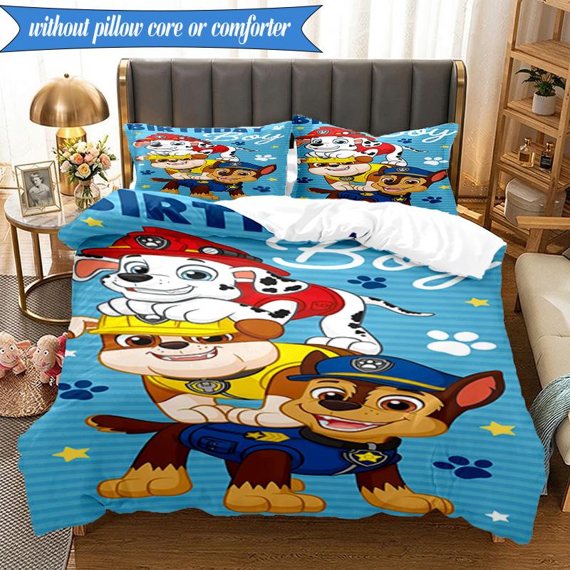 3PCS Paw Patrol: Heroic Rescue Bedding Set 2D Printing (Includes 1 Duvet Cover + 2 Pillowcases Coreless), Bedroom decor,Fan gift