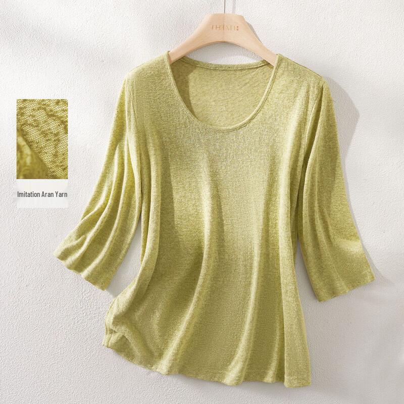 IHIMI Women s Lyocell Blend U-Neck Seven-Sleeve T-Shirt M
