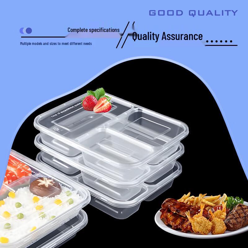 Disposable 4-Compartment Microwavable Food Containers