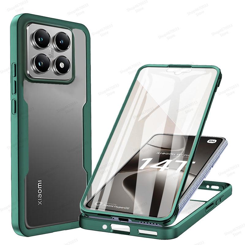 

Противоударный чехол для телефона с полной защитой 360° для Xiaomi 14T 14 13T 13 12T 12 11T 11 Pro Lite Силиконовый чехол для Xiaomi 14 Ultra Xiaomi 11T Pro темно-зеленого