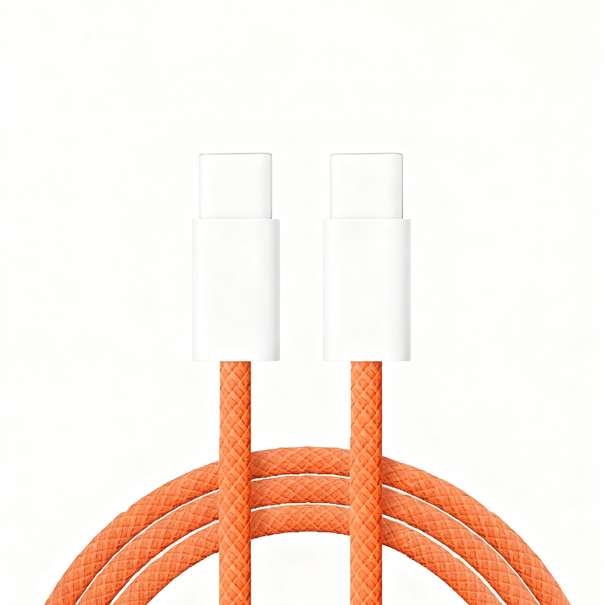 

Кабель для быстрой зарядки NNBILI PD 60 Вт для iPhone 17 Pro Max, кабель для быстрой зарядки Type-C — Type-C для iPhone 16 15 iPad, плетеный шнур питания 0.5m оранжевый