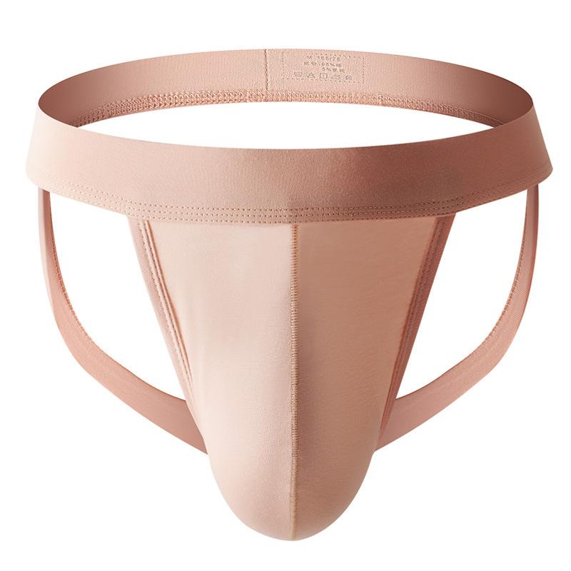 Men'S Cotton Jockstrap Thong Fancy Panties Hollow Hip Sexy Lingerie Low Waist U Convex Underpant Elastic Jock Strap G-String