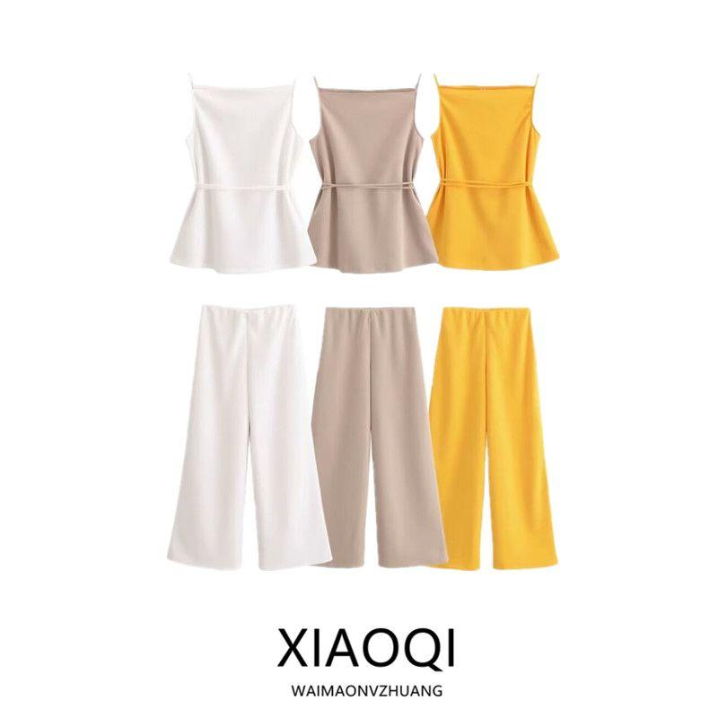 Fashion Style 2024 Autumn New Women's Clothing Waistband Long Plaid Sleeveless Soft Vest Pants 3644627