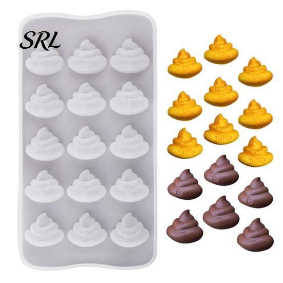 Funny Party Dessert Molds Poop Chocolate Mold, 15 Cavity Silicone Baking Tray, Non-stick Heat DIY Kits for Kids Resistant Mold Candy Fondant Jelly And