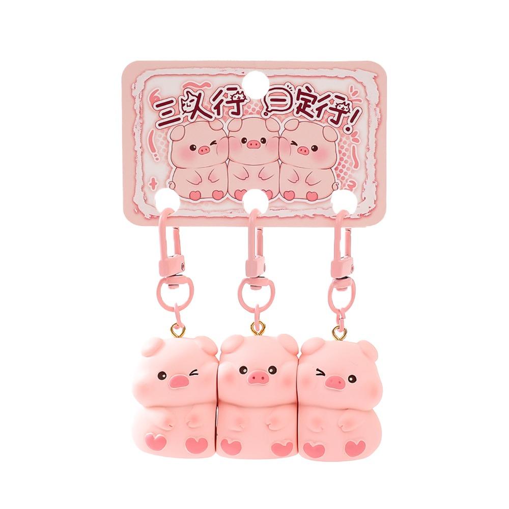Set van 3 Stuks Hars Magnetische Drukknop Sleutelhanger Cartoon Sleutelhanger Sets Draagbare Dierlijke Sleutelhanger Cadeaus