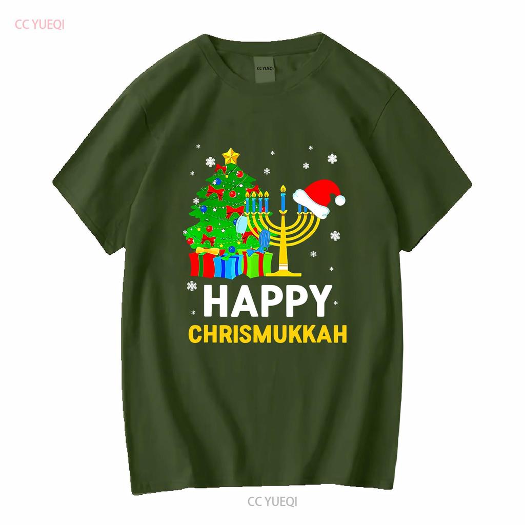 Happy Chrismukkah Funny Hanukkah And Christmas 2022 Pajama T Shirt Vintage Washed Comfortable Slightly Soft Fashion Homme