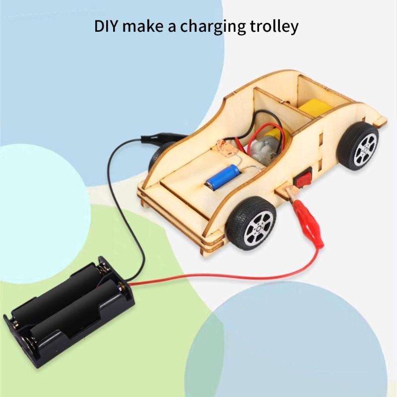 STEM Toy Kits Wooden Car Kits DIY Science Experiment Set Wooden Building Project Early Education Invention Materials