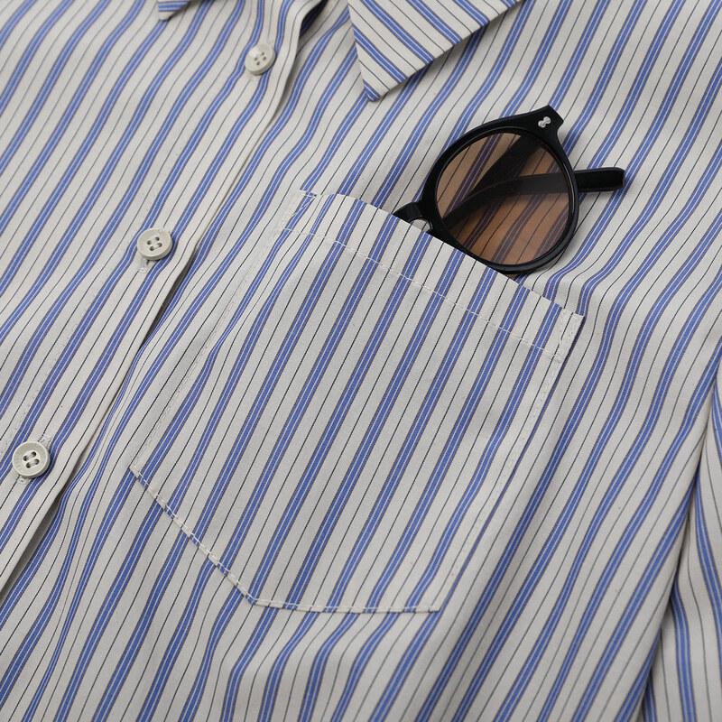 Women's Striped Lapel Long Sleeve Shirt