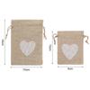 10Pcs Natural Linen Burlap Bag Heart Jute Drawstring Candy Gifts Packaging Bags For Wedding Birthday Party Decor Jewelry Pouches