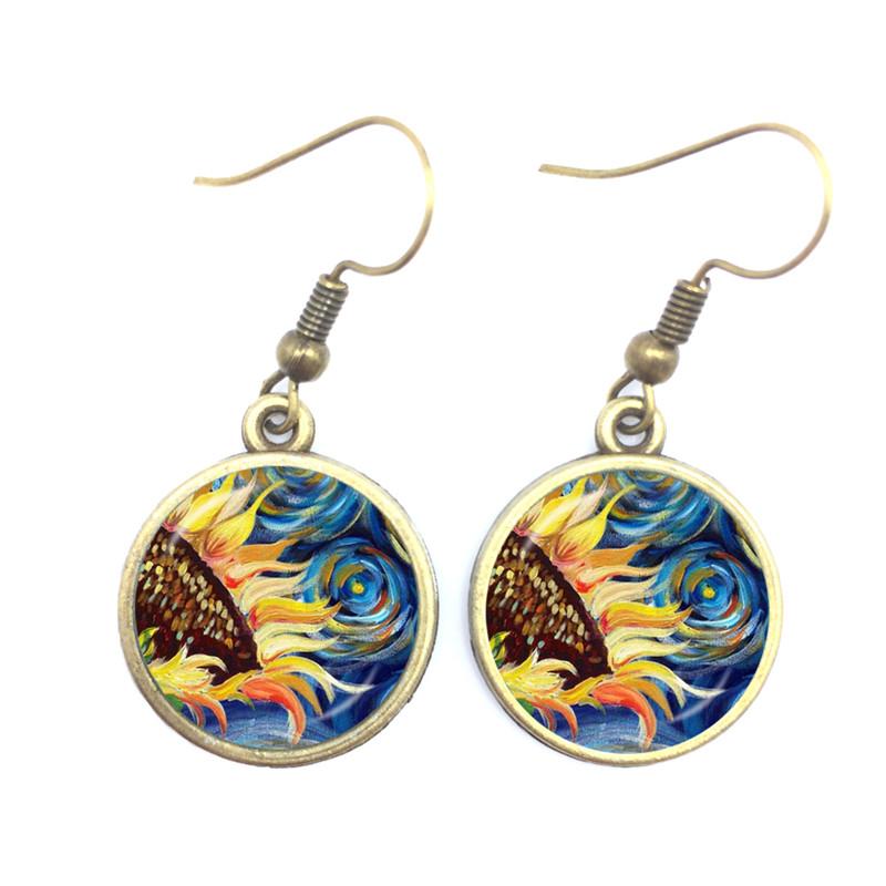 

Van Gogh Almond Branch Bloom Art Earrings Starry Night Sunflower Jewelry For Women Girls Gift