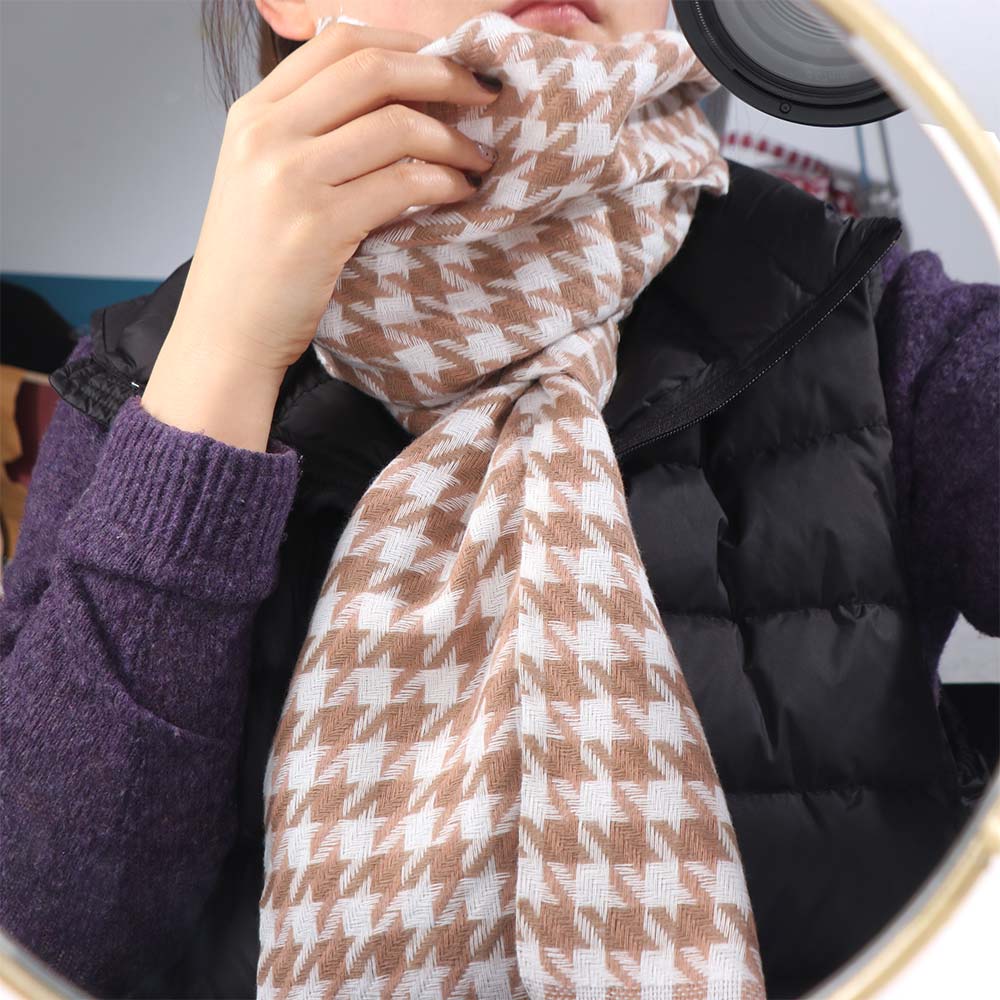 Thickened Y2K Checkered Scarf Plaid Winter Cashmere Shawl Fashion Knitted Houndstooth Scarf Unisex