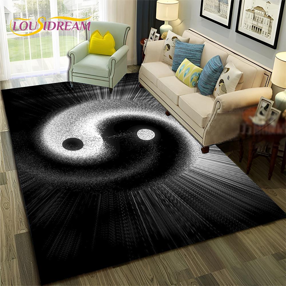 Chinese Bagua Yin Yang 3D Tai Chi Carpet Rug for Home Living Room Bedroom Sofa Doormat Decor,Child Area Rug Non-slip Floor Mat
