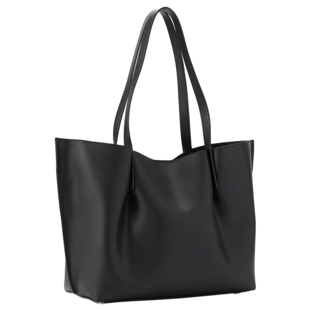 Michael Kors Emilia Marca Logo Herrajes Dorados Bolso Tote de Cuero Bolso de Hombro Grande Bolsos de Mujer Negro 30F5GU5T7T-BLACK