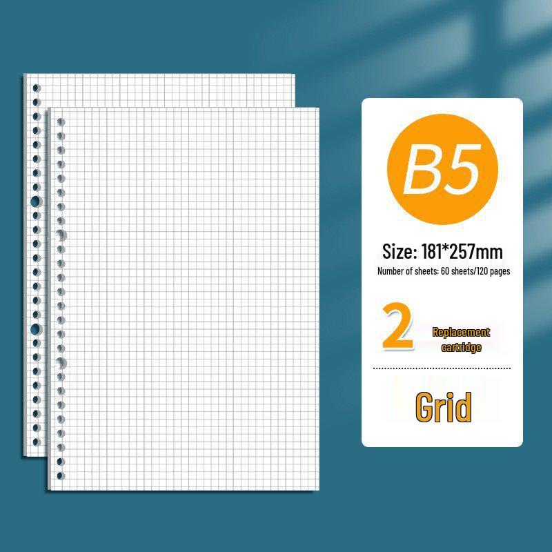B5 Loose-Leaf Notebook Refill with 26-Hole and A5 Detachable Loose-Leaf Paper, 20-Hole Horizontal Line Grid for Exam Prep.