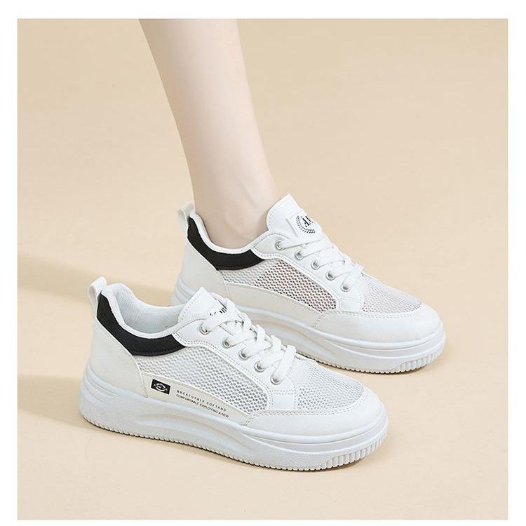 

ins sports and leisure Korean version of super soft women s summer net shoes women s breathable mesh white board shoes foreign light Internet celebri 35