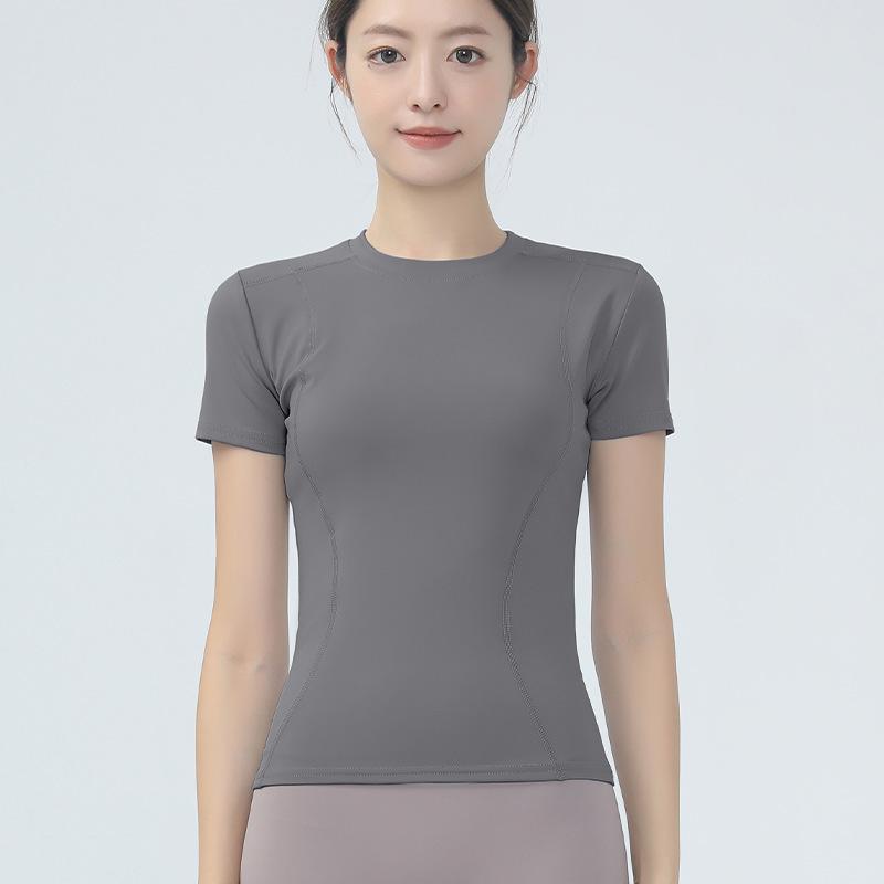 Women's Short Sleeve Yoga Top - Slimming, High-Elasticity, Nude Feel for Fitness, Sports, Running, and Pilates