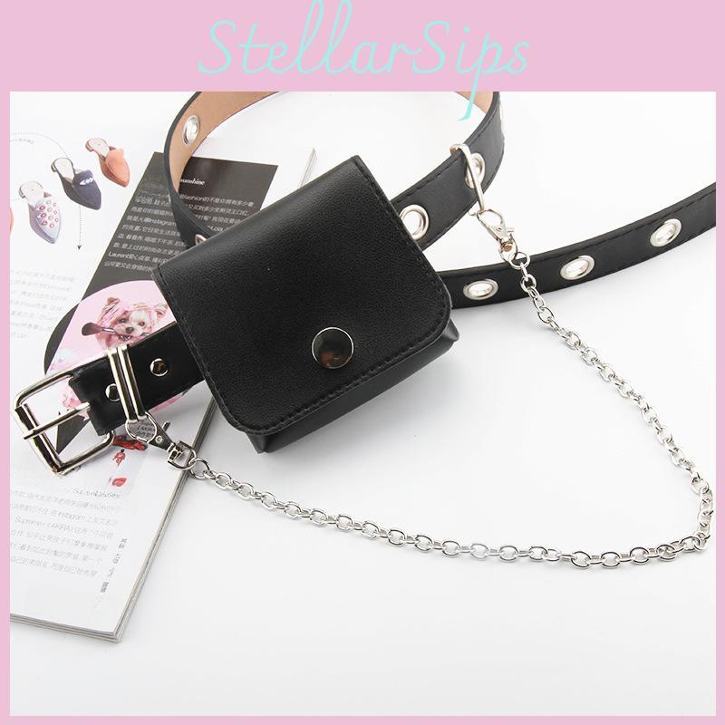 Modern Pu Chain Belt With Pin Closure For Daily Casual Accessory