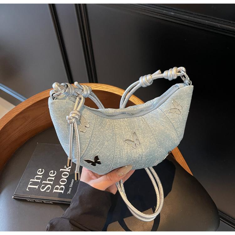 

Женская новая модная летняя сумка-мессенджер с бабочкой, популярная сумка через плечо под мышкой, большая вместительная сумка для поездок небесно-голубой