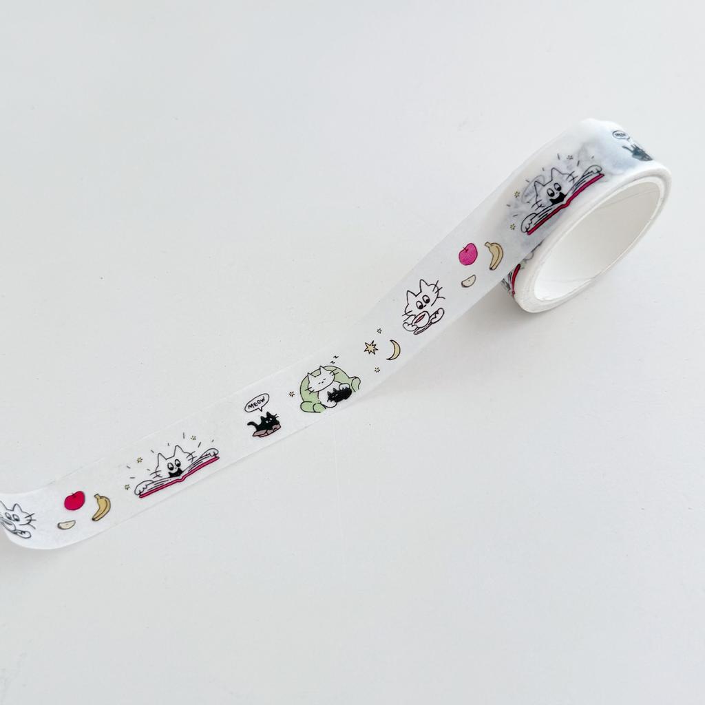 15mmx5m Cartoon Cat Washi Tape Cute Decorative Adhesive Tape for DIY Scrapbooking Journal Stationery