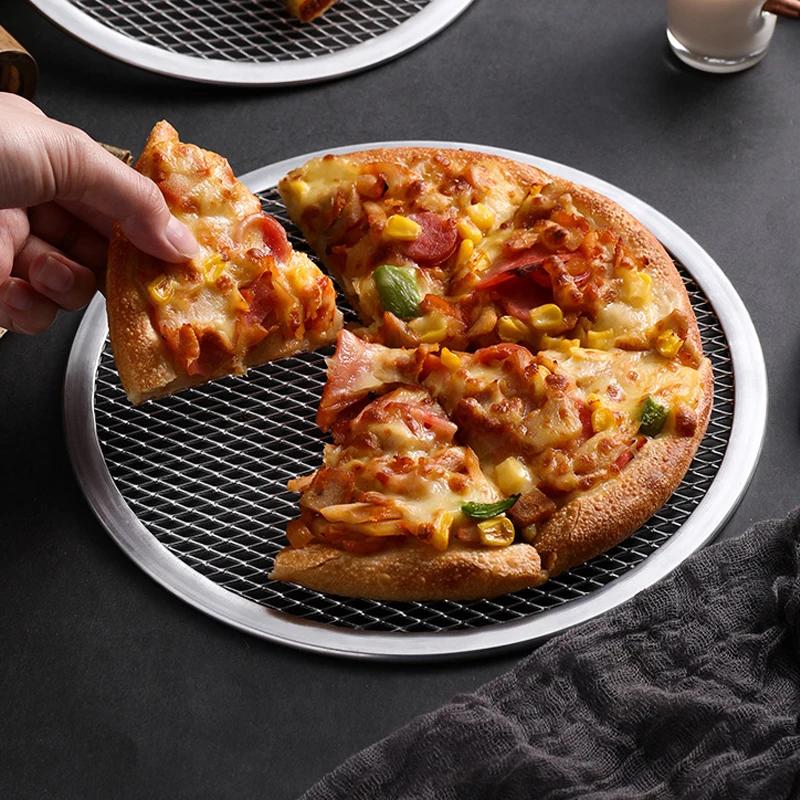 Aluminum Pizza Pan 6/8/10/12/14inch Pizza Baking Screen Mesh Pizza Tray with Hole for Oven Bakeware Outdoor Barbecue Mat