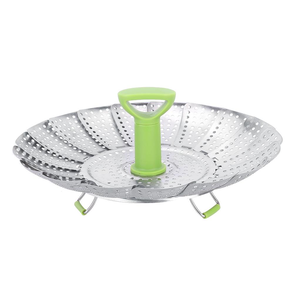 

Stainless Steel Folding Mesh Dish Fruit Vegetable Steamer Basket Kitchen Cooking Tool
