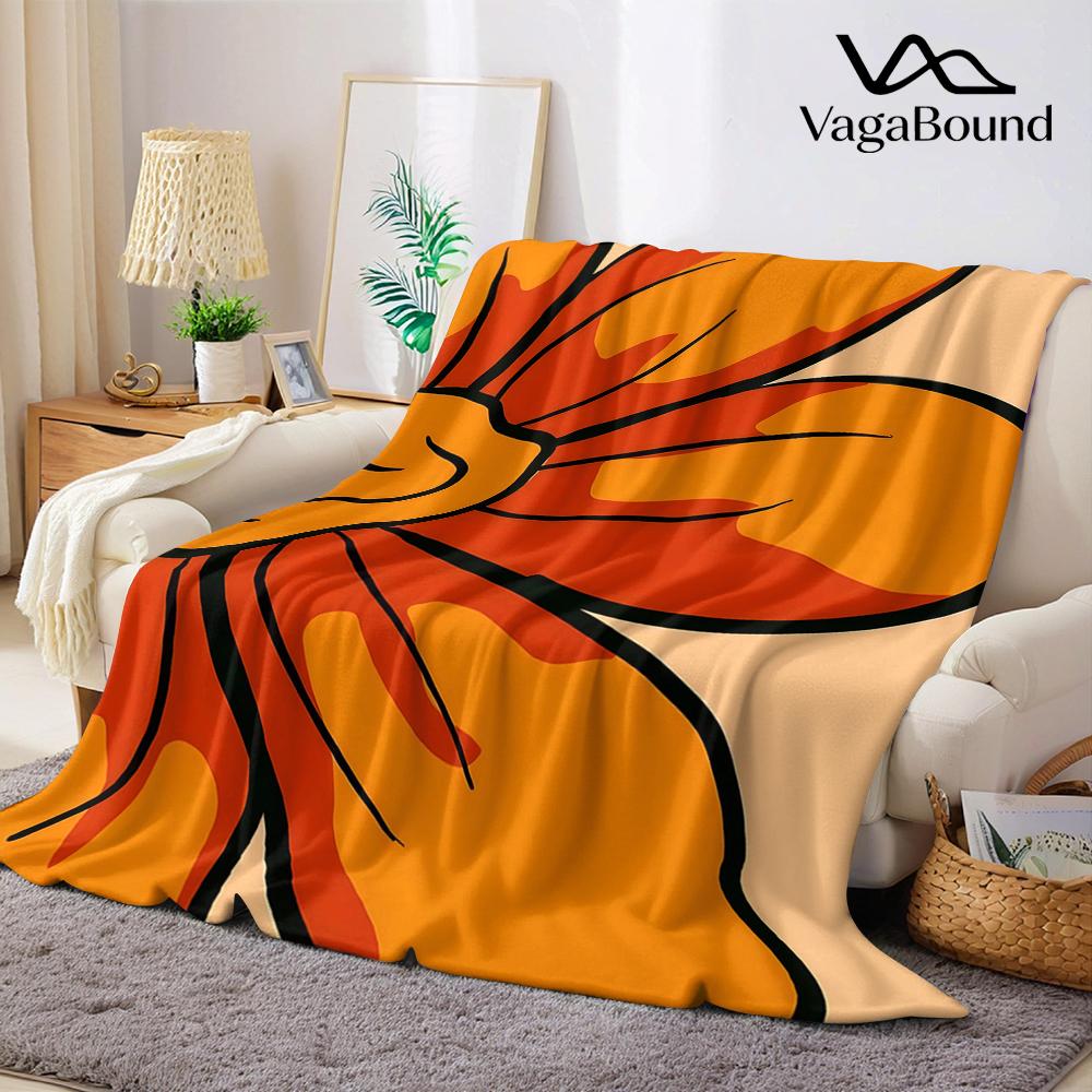 Kräftige Orangefarbene Blume Flanelldecke Warm Weich Halloween Weihnachten Sofa Warm Gemütlich Dekoratives Dekor Geschenk Für Alle Jahreszeiten