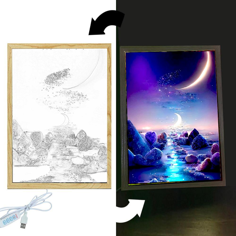 Light Painting Picture Frame Modern Landscape LED Night Light Room Decor Art Atmosphere Christmas Gifts Bedside Table Mood Lamp