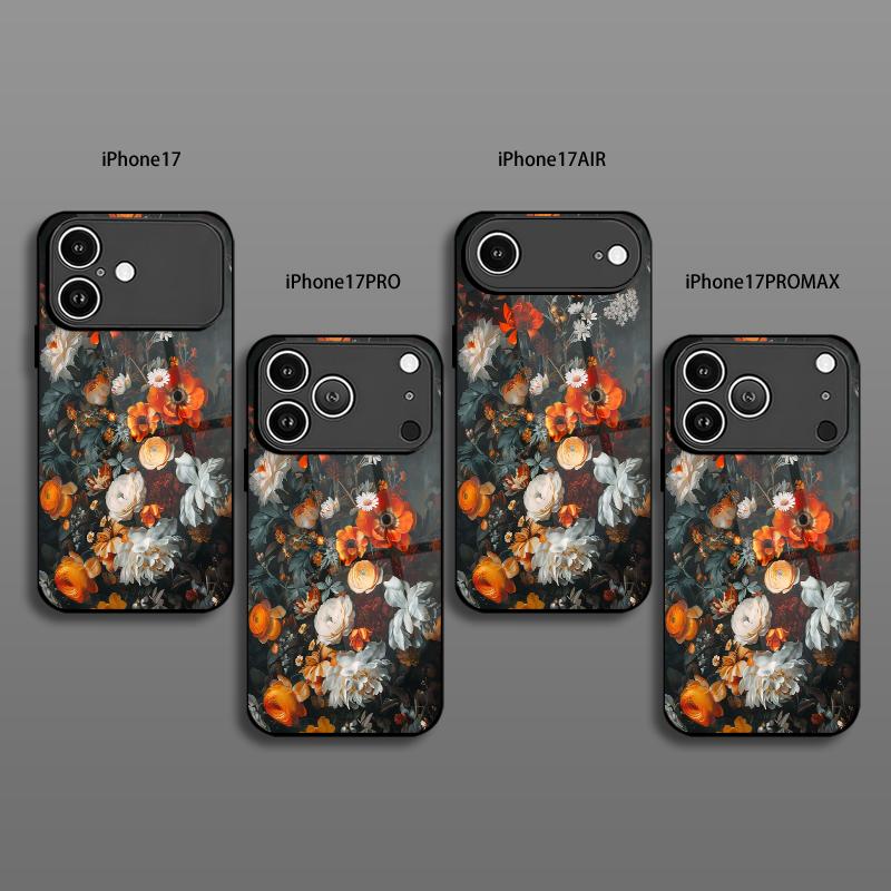 Retro Floral Pattern 2D Phone Case for iPhone 17 16 15 14 13 12 11 X XR XS Max Pro 8 plus - Glass Protective Cover