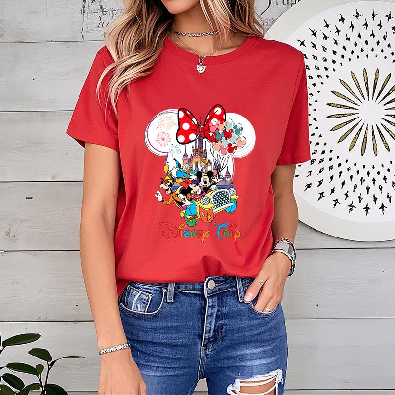 

Miniso 2025 Disney Поездка Микки Минни Маус Футболки Y2k Мода Женская Уличная Одежда Повседневные Топы Хлопок Повседневный Свободный Короткий Рукав S