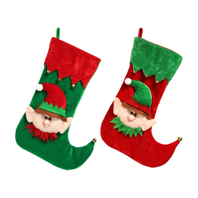 Christmas Tree Ornament Cartoon Elf Christmas Stockings Gift Bag Christmas Hanging Socks For Fireplaces Decoration
