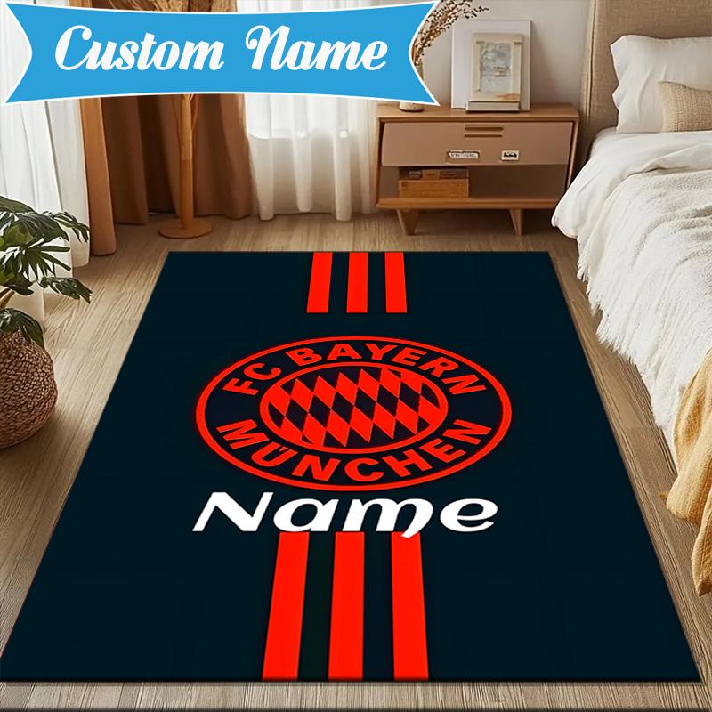 Custom Name Munich Crest Rug Game Carpet, Floor Mat for Bedroom Living Room Entryway Rug, Home Decor Idea Gift for Christmas birthday