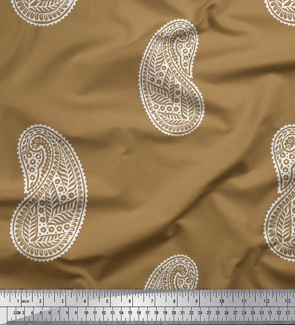 

Японська креп-атласна тканина Soimoi Тканина з принтом пейслі на метр 42 дюйма 42 Inch Wide - Poly Crepe коричневий