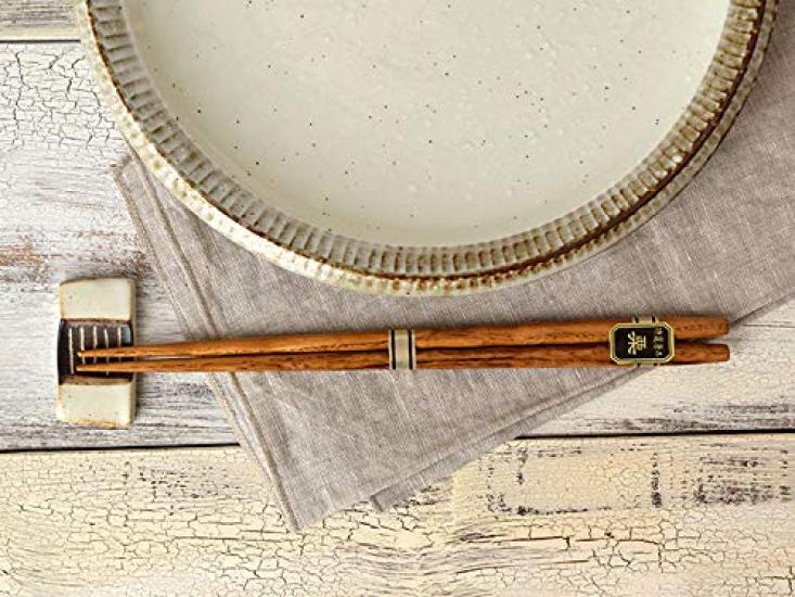 Tableware East Natural Wood Set of 5 Engraved Chopsticks, Pairs, 22.5cm,