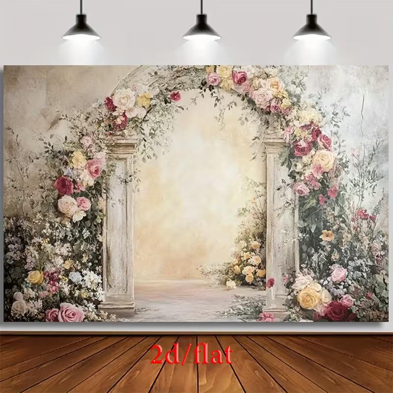 2D Enchanted Roman Column & Flower Backdrop Timeless Photography Prop 47.2x31.5inch/120*80cm
