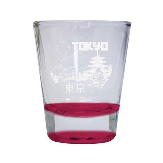 Tokyo Japan souvenir 42.5 g engraved shot glass round red 1 piece